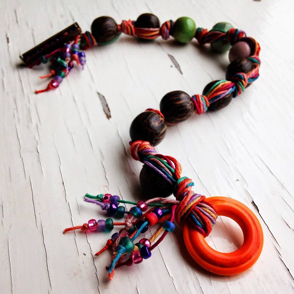 A fun bracelet with lots of colourful Irish waxed linen cord