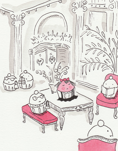 Eloise-themed cupcake illustration tells a story