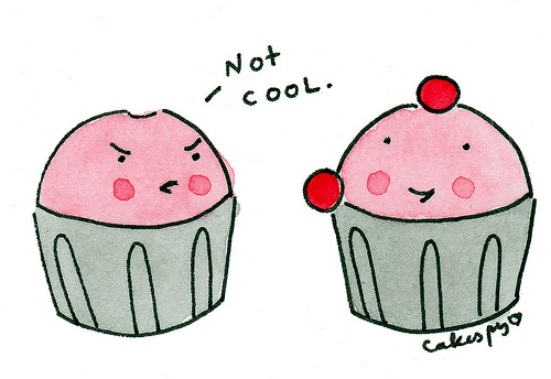 Frustrated cupcake showing lots of emotion