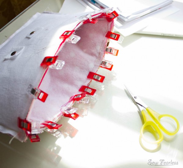 Wonder Clips hold the lining in place during bag making