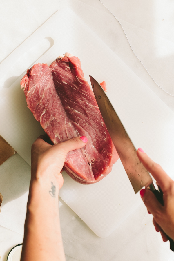 Butchering a pork loin