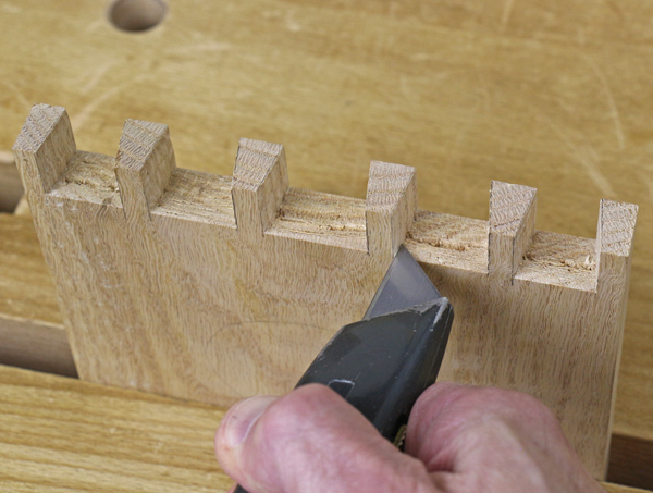 cleaning out the corners of dovetail joints