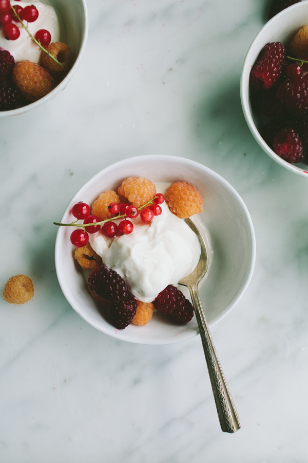 Greek yogurt topped with fresh berries