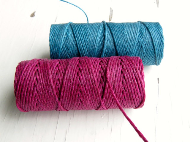 Teal 4ply and Magenta 7ply Irish waxed linen cord