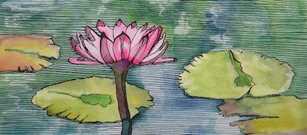 Finished Watercolor Lily Painting