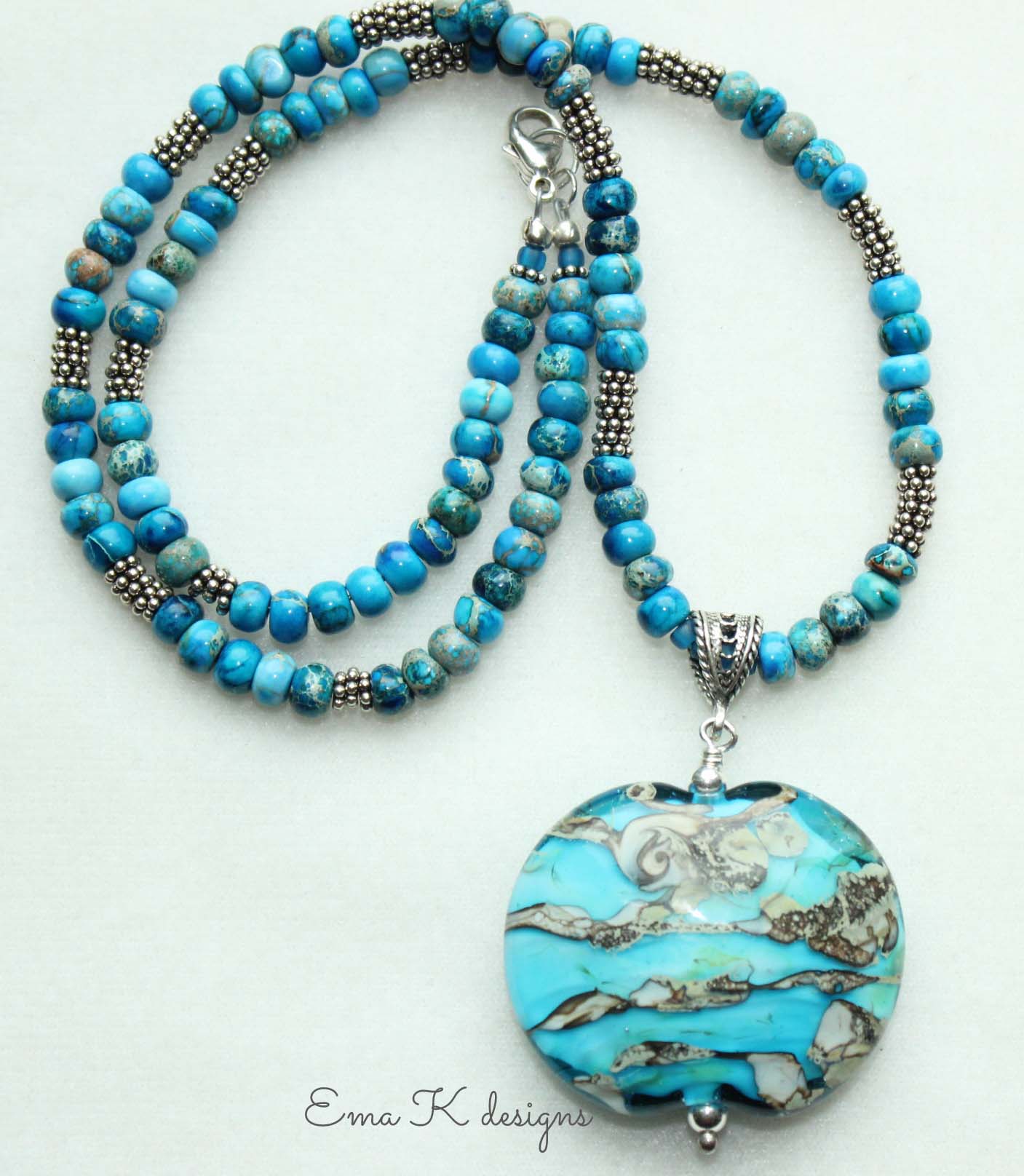 Beaded Necklace with Art Bead Focal 