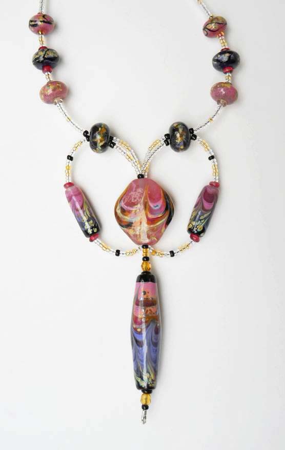 Lampwork necklace by Laurie Ament of Isinglass