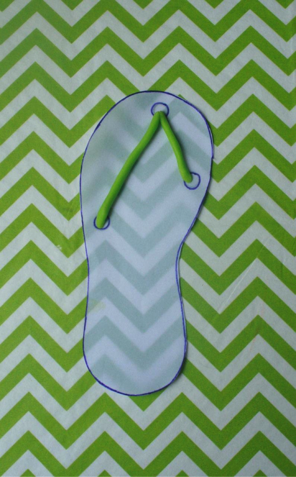 Measuring fondant flip-flop straps