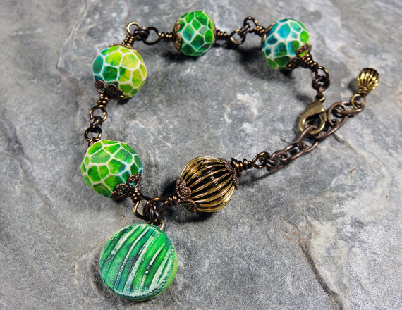 Bracelet by Patti Vanderbloemen with polymer clay beads by Second Surg