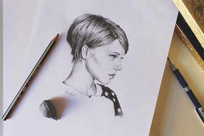 Complete Portrait sketch of Lea Seydoux by Antonella Avogadro