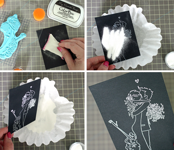 Steps for embossing main image on a DIY wedding card