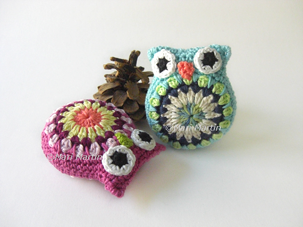 Crochet owl amigurumi pincushion