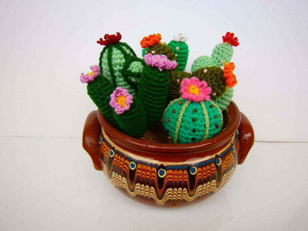 Crochet cactus garden