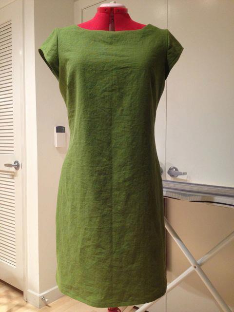 green linen dress