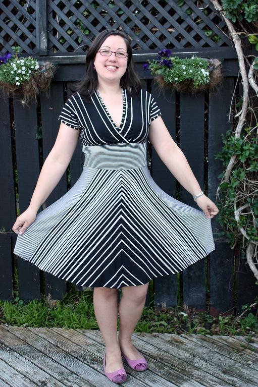 Black and white striped dress