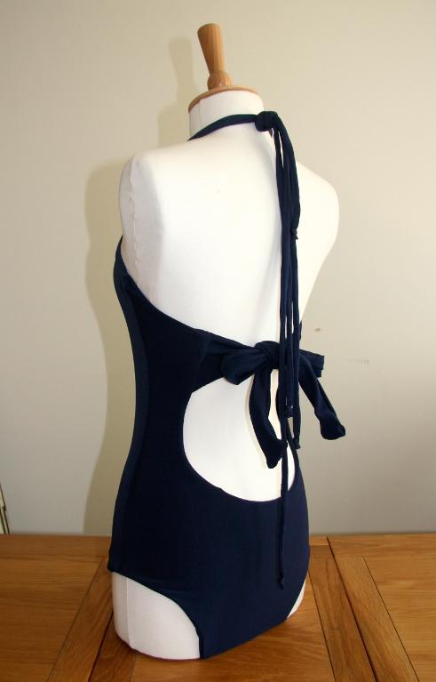 Back of Women's V-neck Swimsuit Pattern