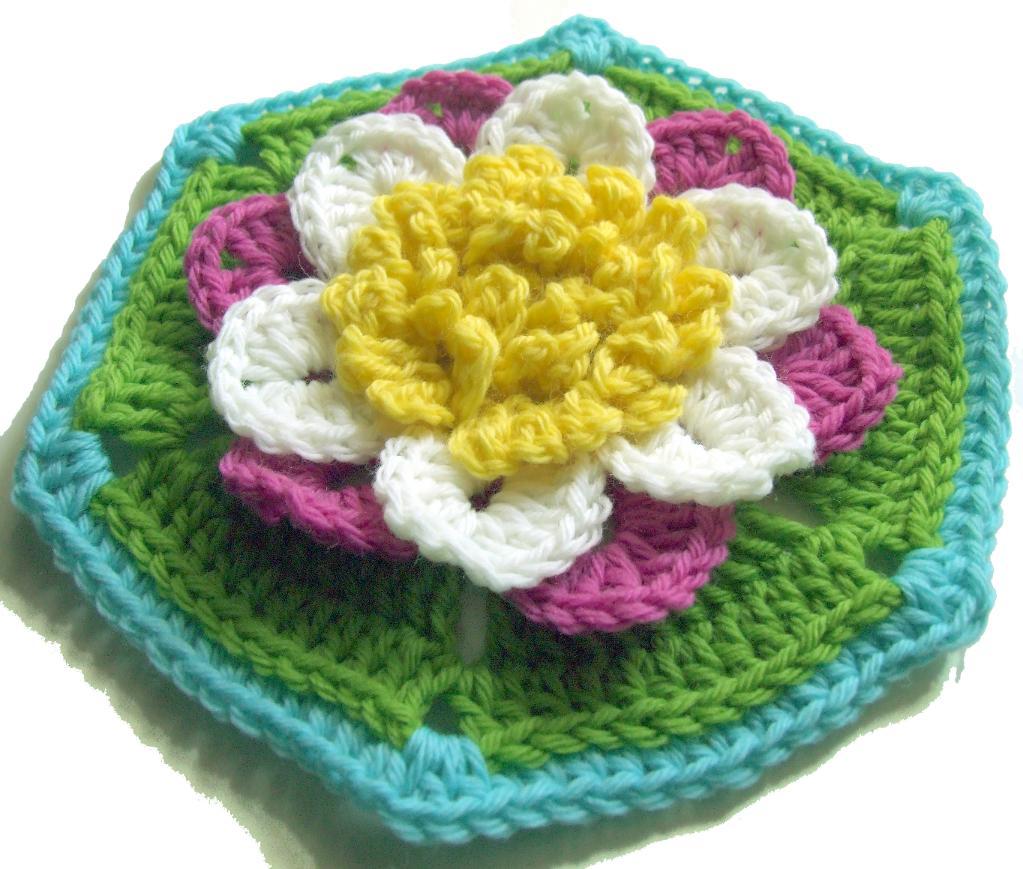 Crochet water lily hexagon