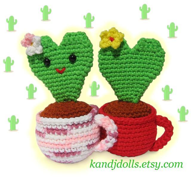 Amigurumi heart cactus crochet