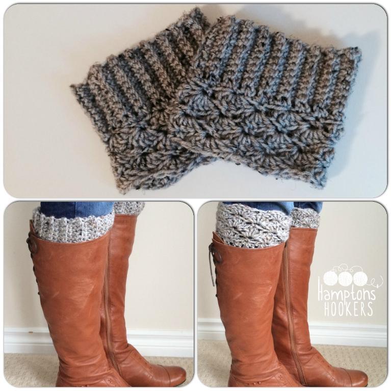 Crochet scallop boot cuffs