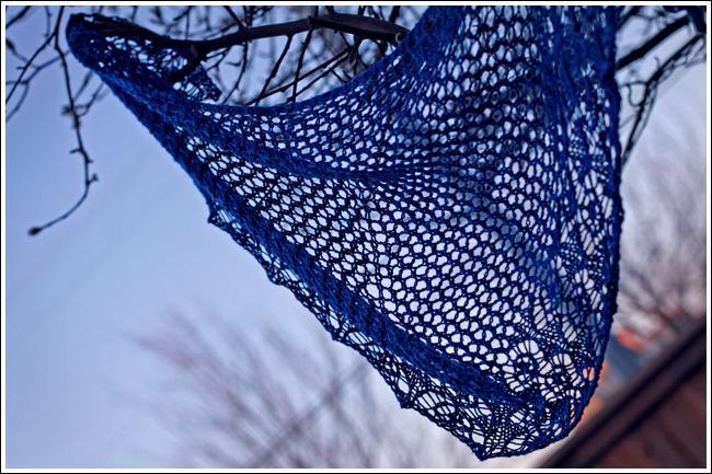 Jaali knitted triangle shawl