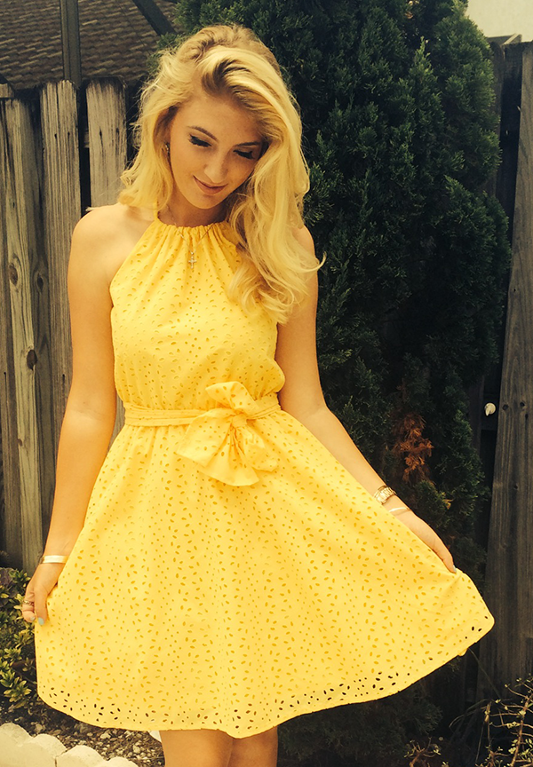 yellow eyelet cotton sundress