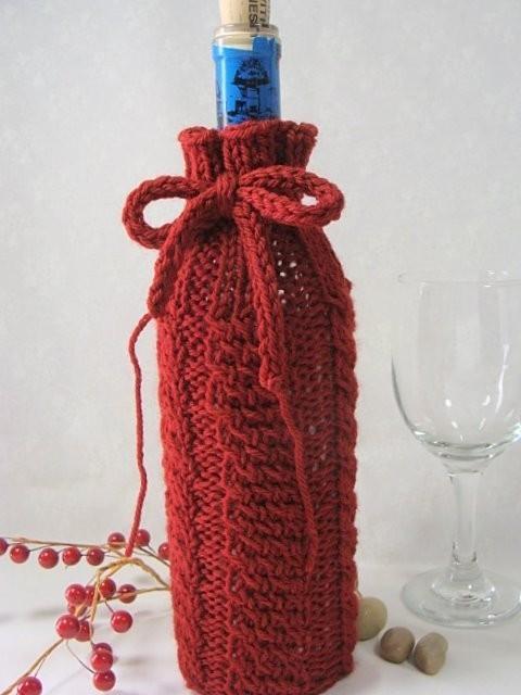 Knit wine bottle cozy