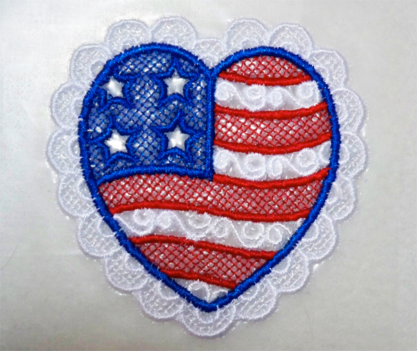 Patriotic Lace Heart by Embroidery Library