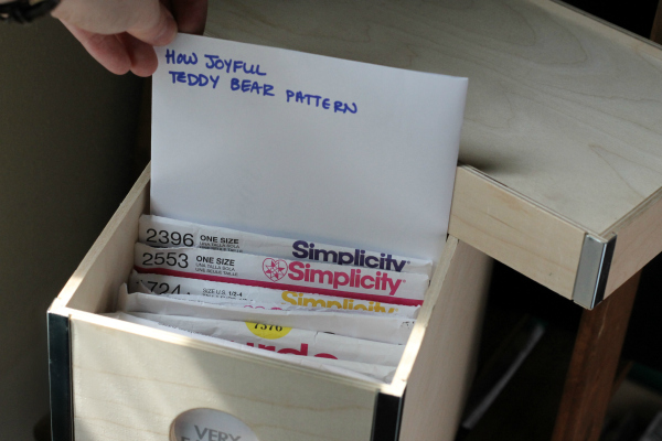 pdf sewing pattern storage mailing envelopes labeled in box