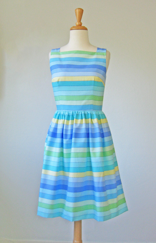 Pastel rainbow stripe dress