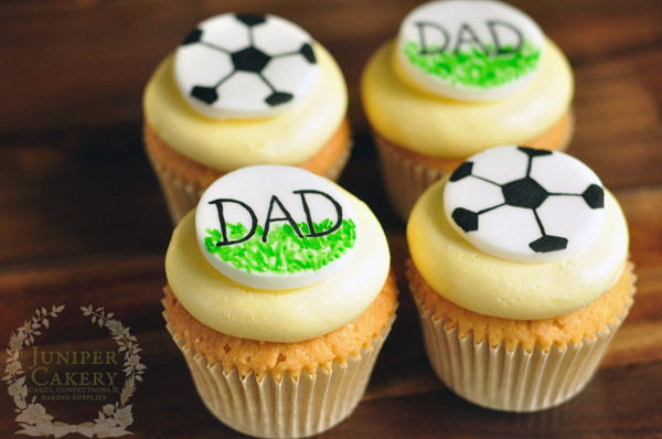 Hand-painted father's day soccer cupcakes