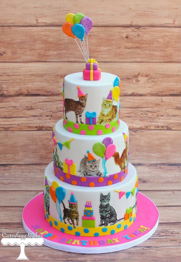 Neon Kitten Birthday Cake