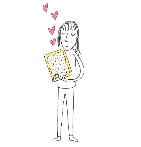 Girl hugging an adorable sprinkled pop tart