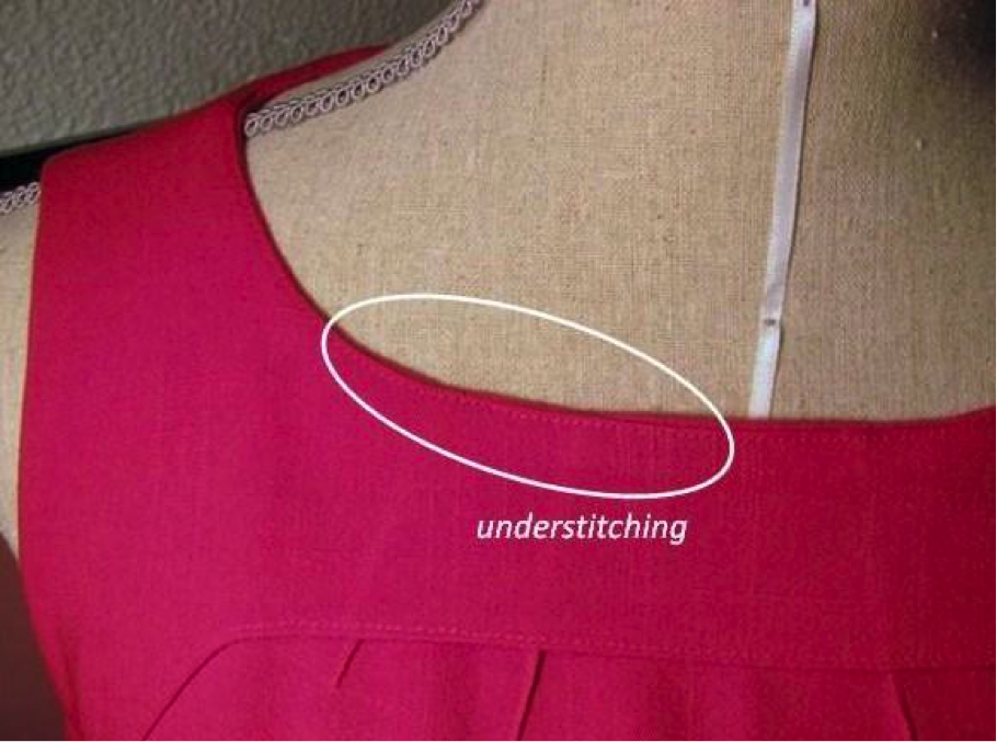 Understitching on a red dress on Bluprint!