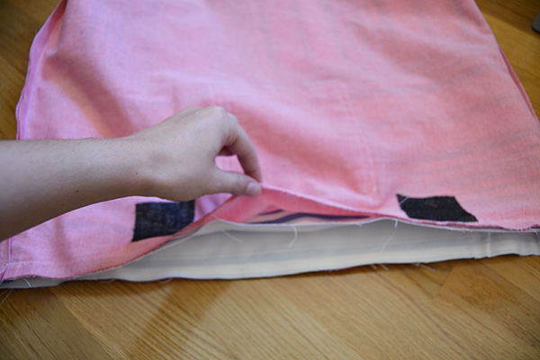 attaching the tote lining