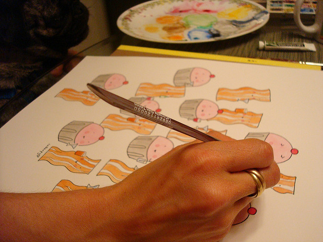 Drawing exercises with cupcakes and bacon!