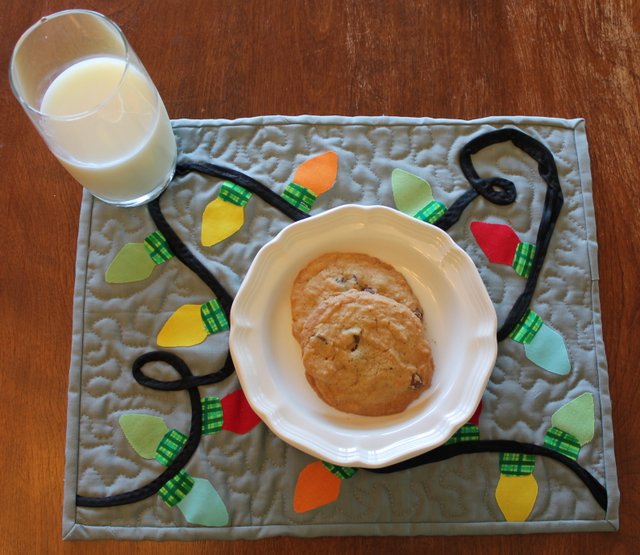 Santa's placemat with milk and cookies