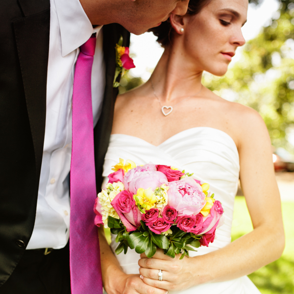 Tightly cropped bride and groom shot