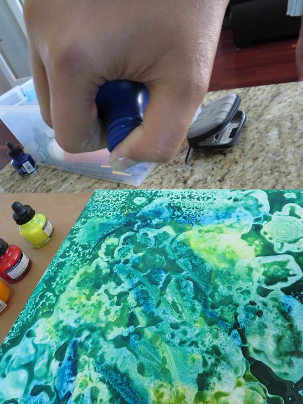 Adding texture with rubbing alcohol 