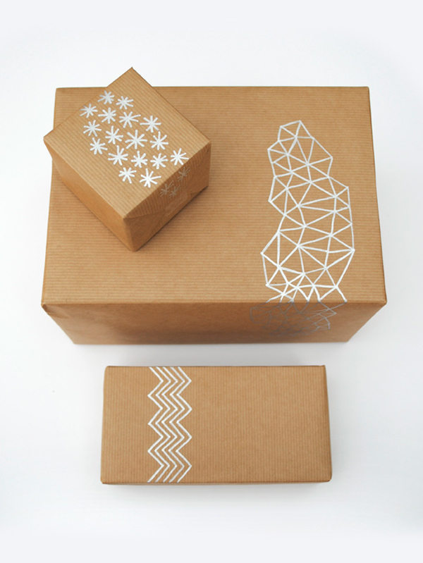 Brown Paper Gift Wrap with Metallic Design