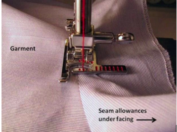 Sewing garment on a machine