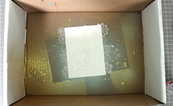 Placing Stencil and Card Stock in a spray box