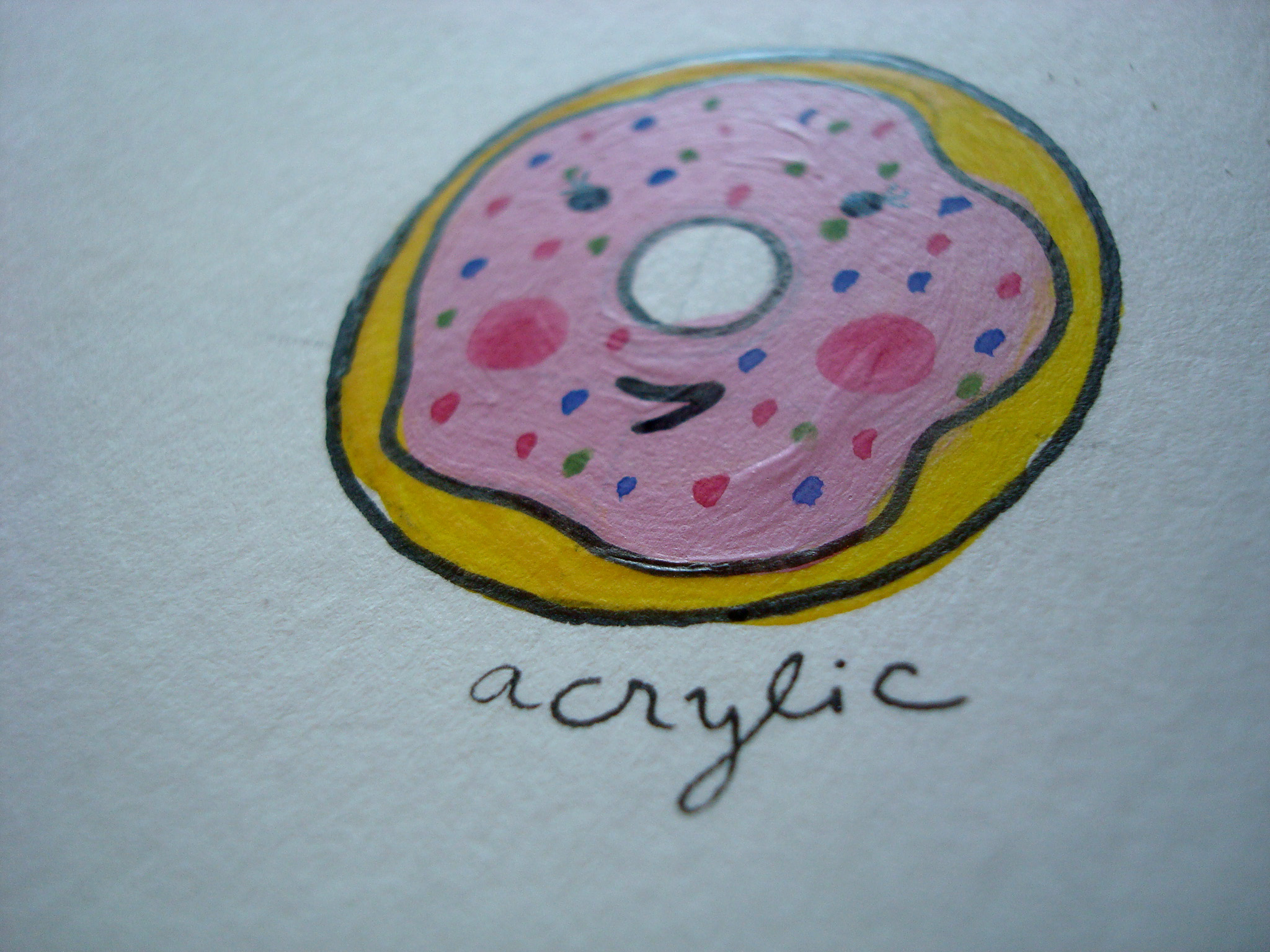 Donut colored with acrylic