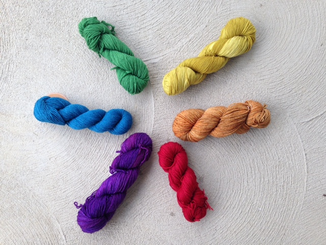 Rainbow wheel of yarn