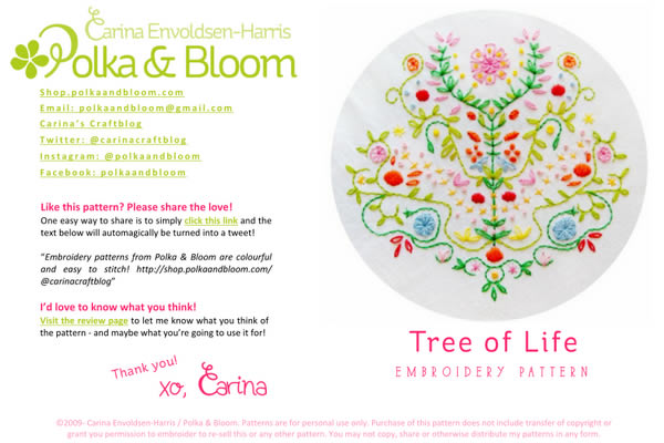 Tree Life Embroidery Pattern