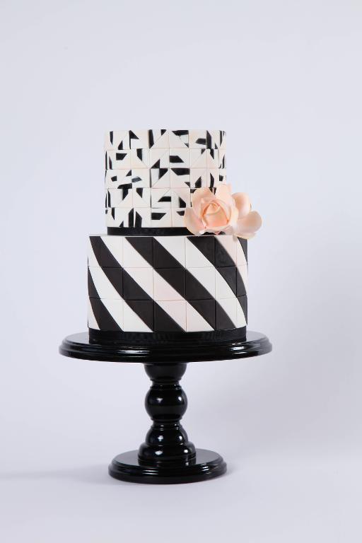 Black and White Mixed Media Cake