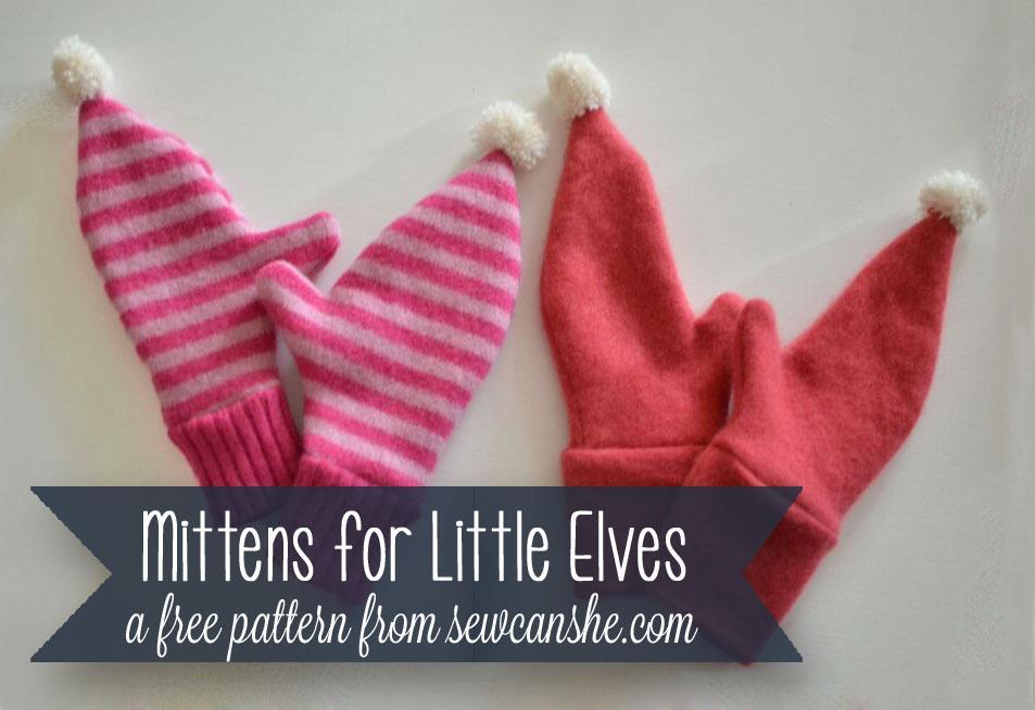 Upcycled mittens for little elves pattern