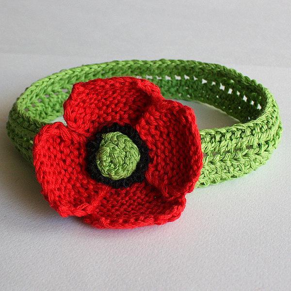 Knit poppy headband