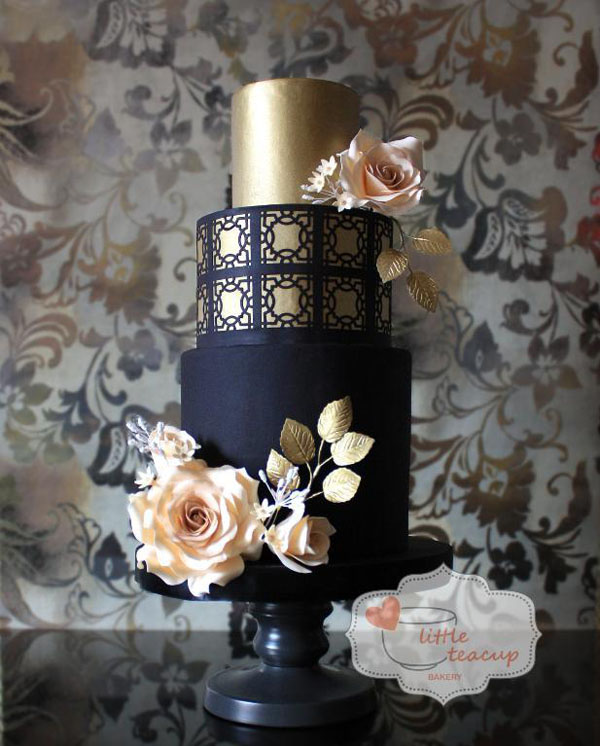 Dramatic Black and Gold Cake