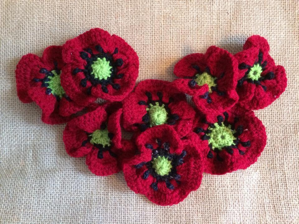 Crochet poppy flower