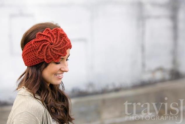 Spiral flower crochet headwrap